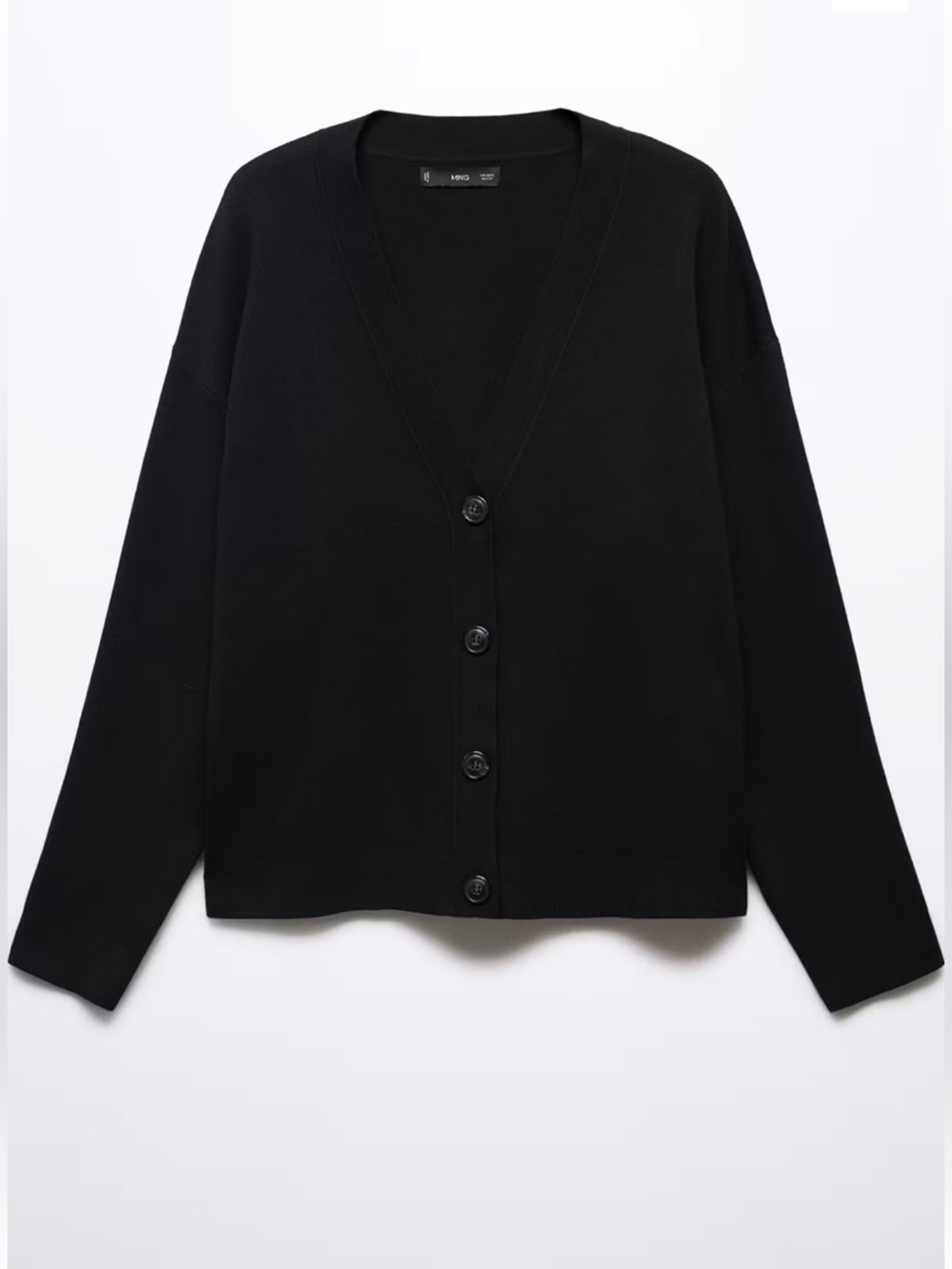 Mango Women's Black V-Neck Button Knit Cardigan Sweater - Picture 3 of 5